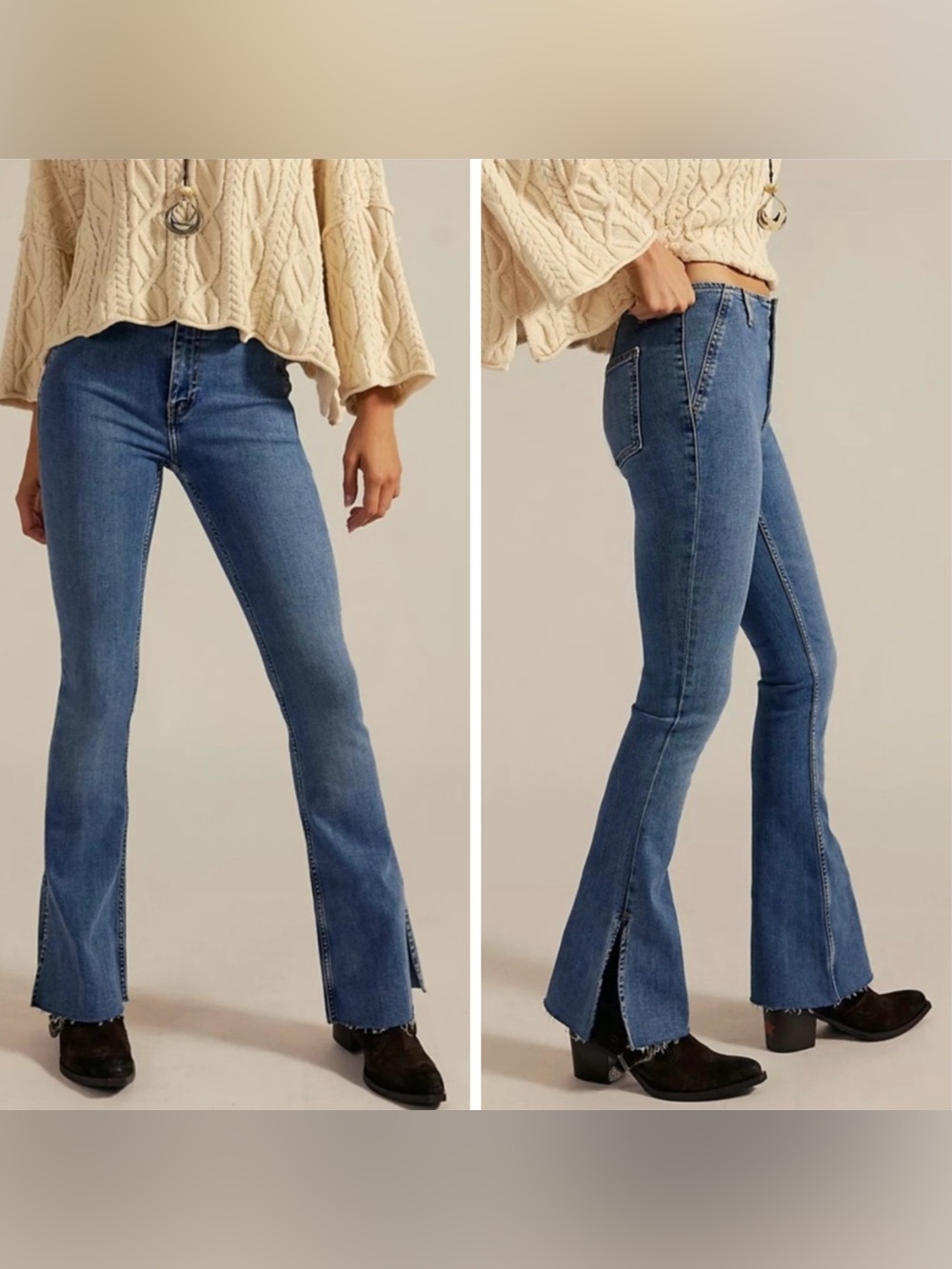 We The Free Level Up Slit Slim Flare Jeans Size 29